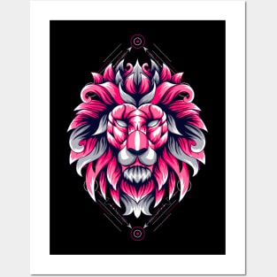 lion head graphic Posters and Art